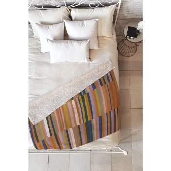 Gigi Rosado Brown striped pattern Fleece Throw Blanket - Deny Designs