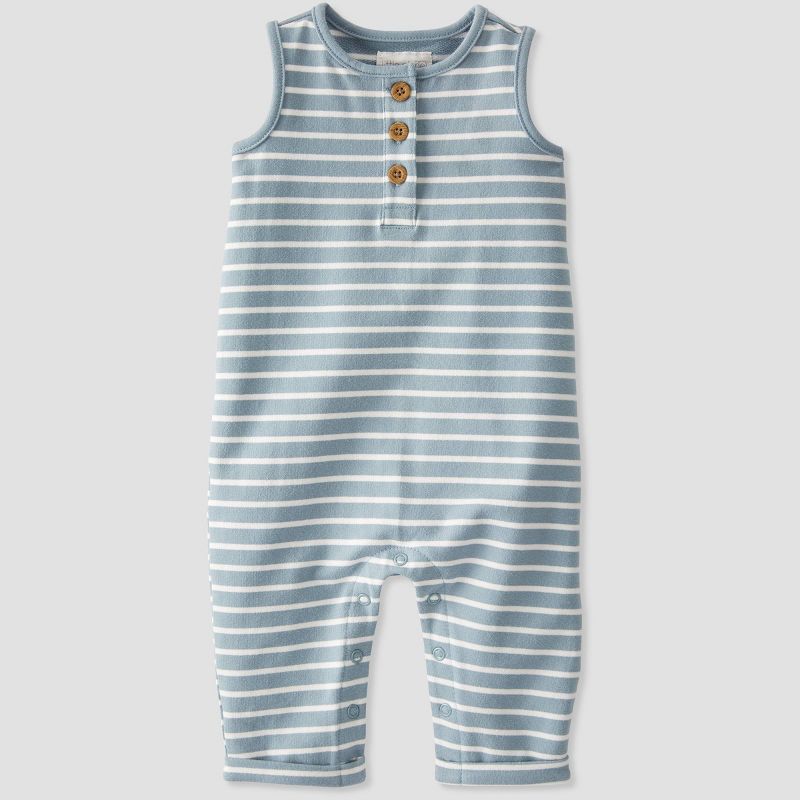 little Planet By Carter&#39;s Baby Striped Jumpsuit - Blue Newborn, 1 of 4