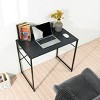 FurnitureR 39.4 Inch Computer Desk, Modern Simple Office Desk with Sturdy Metal Frame, Home Office Writing Table Workstation for PC/Laptop, Black - 2 of 4