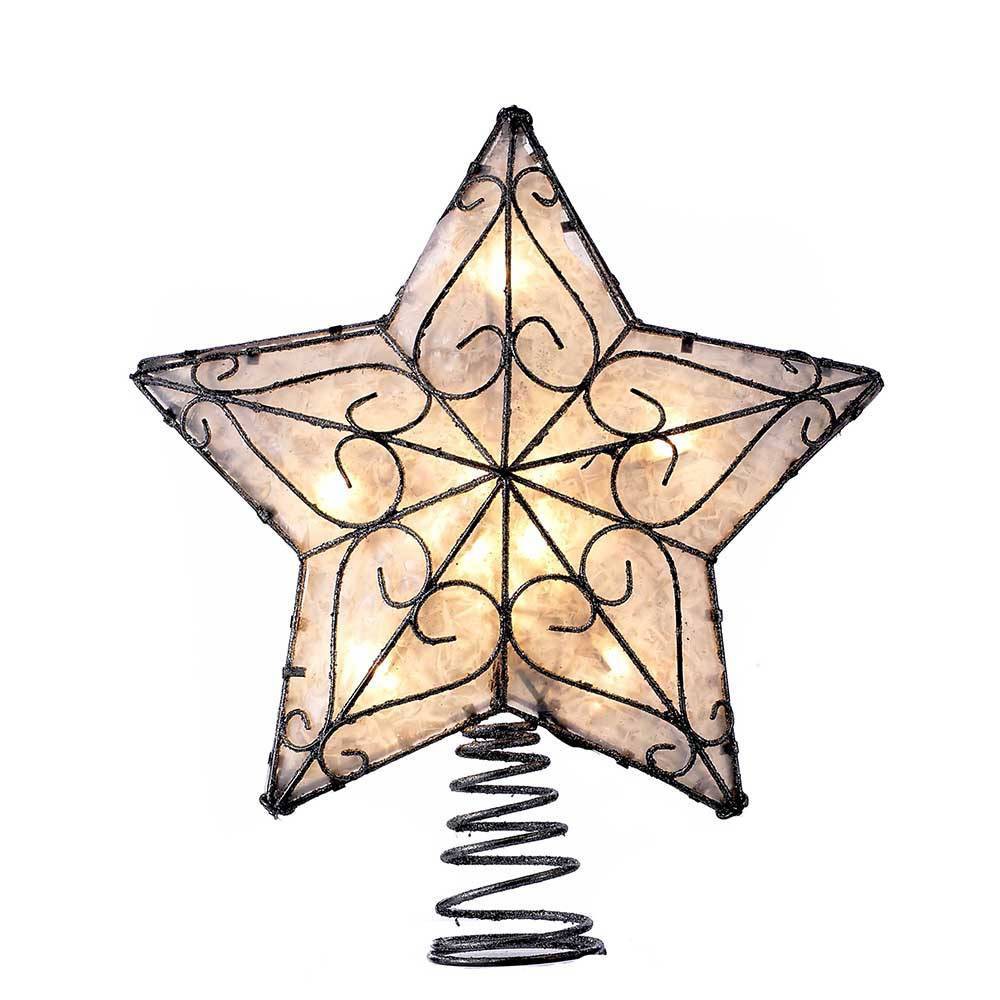 UPC 086131302053 product image for Kurt Adler 10 Light Trimmed Capiz Look Star Tree Topper | upcitemdb.com