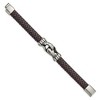 Chisel Stainless Steel Antiqued and Polished Dark Brown Braided Faux Leather 8.5" Bracelet - 3 of 4