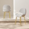 Set of 2 Modern Upholstered Dining Chairs with Gold Metal Legs, Cozy Side Chairs in Teddy Fabric for Kitchen or Dining Room–The Pop Home - 3 of 4