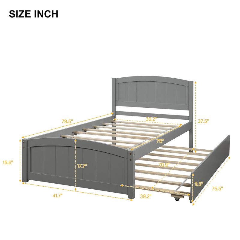 Twin Size Paltform Bed with Trundle - ModernLuxe, 3 of 10