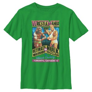 Boys WWE Hulk Hogan VS The Ultimate Warrior Poster T Shirt - 1 of 4