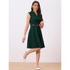 INSPIRE CHIC Women's V Neck Wear to Work Sleeveless Flare Knee Length Dresses - 3 of 4
