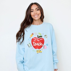 Teach Apple Watercolor - Garment Dyed Sweatshirt - 1 of 1