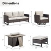 Buenhomino 6 Peices Outdoor Patio Furniture Set with 41" Fire Pit Table, Wicker Swivel Rocking Chairs Conversation Sets for Yard Garden Porch - 3 of 4