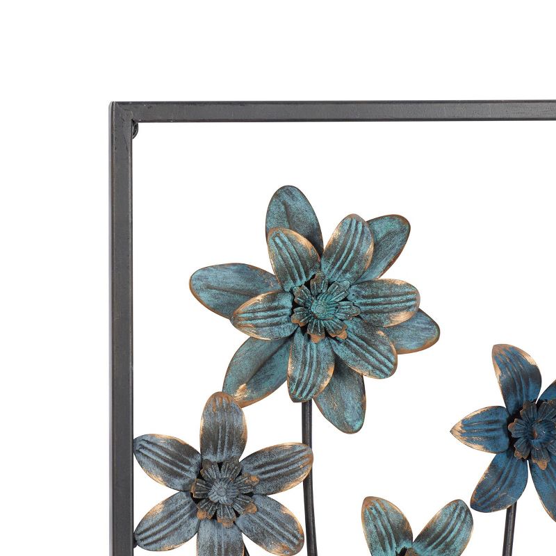 Metal Floral Wall Decor with Black Frame Set of 2 Gray - Olivia &#38; May, 6 of 19