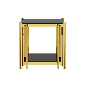 Dolonm Stainless Steel Round Glass End Table，Side Table - 1 of 4