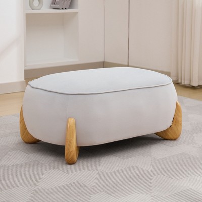 Hyleory 38.58'' Velvet Oversized Comfort Ottoman with Sold Wood Legs,large foot
 stools for Bedroom, Living Room, Nursing Room