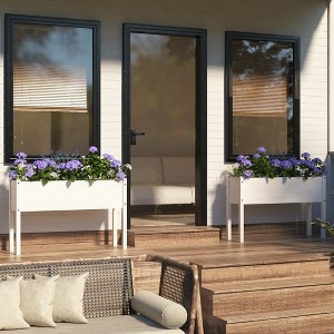 vidaXL Planter Outdoor Raised Garden Bed Flower Box with Legs Solid Wood Pine White 1 pcs - 1 of 4