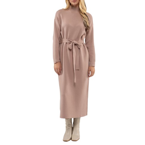 August Sky Women's Tie Waist Midi Sweater Dress : Target