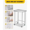Stainless Steel Work Table 300LBS, NSF Heavy Duty Prep Table with Adjustable Feet & Locking Casters for Kitchen, Restaurant, Garage, Workshop - 4 of 4