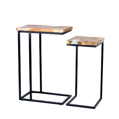 Set of 2 Porcia Teak Accent Tables Brown - East At Main