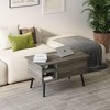 HOMLUX Lift Top Coffee Table with Hidden Storage, Side Shelf, Black/Brown/Gray - 2 of 4