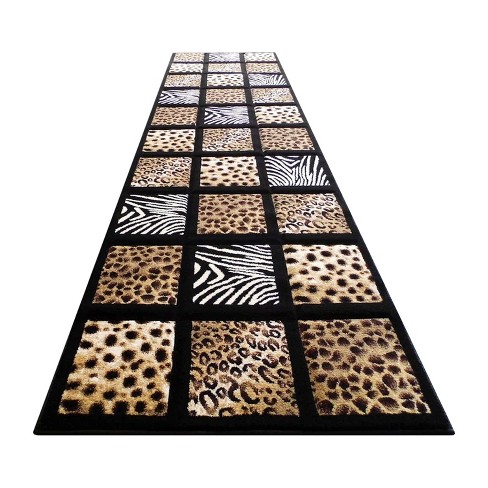 MODERN geometric ACCENT mat RUNNER area RUG 3 piece SET leopard