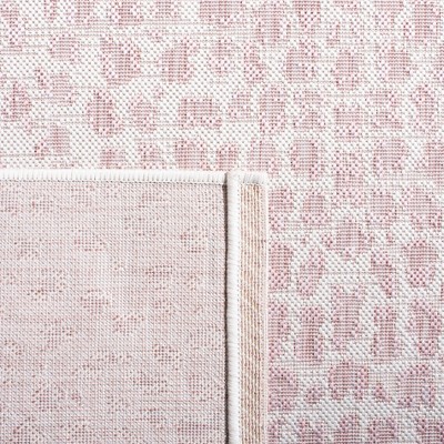 Ivory and Blush Pink Synthetic Easy-Care Outdoor Area Rug - 4' x 5'7"