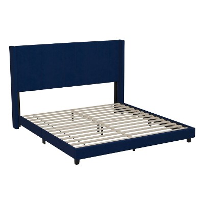 Soren Velvet Upholstered Platform Bed Frame with Wingback Headboard - Taylor & Logan
