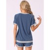 cheibear Women's Short Sleeve Sleepwear with Pockets Casual Short Pajama Sets 2 Pcs - 3 of 4
