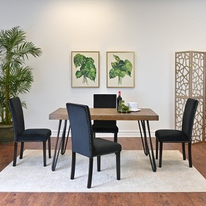 Roundhill Furniture Ashzo Dining Set, Hairpin Dining Table with 4 Chairs, 5-Piece - 1 of 4