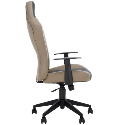 High-Back Racing Desk Chair in Gray and Black with Metal Frame
