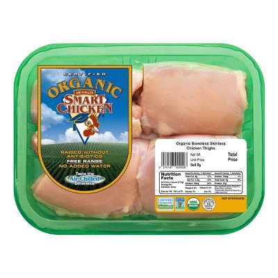 Smart Chicken Organic Boneless & Skinless Chicken Thighs - 1-1.7lbs - price per lb