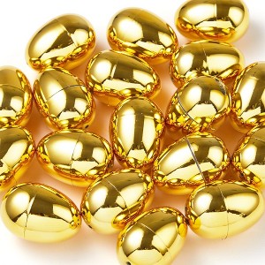 Syncfun 36 Pcs 2.3"/3'' Shiny Golden Metallic Easter Eggs in Gold Color for Basket Stuffers Filler, Easter Theme Party Favor, Classroom Prize Supplies - 1 of 4