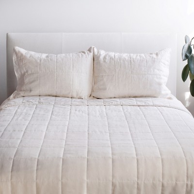 French Linen Box Stitch Quilt & Sham Set | BOKSER HOME
