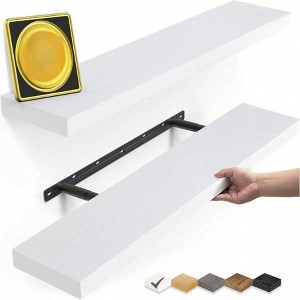 Floating Shelves White 22.5 Inch Rustic Wood Wall Mounted Shelves for Bathroom Bedroom Living Room Kitchen Office Hanging - 1 of 4