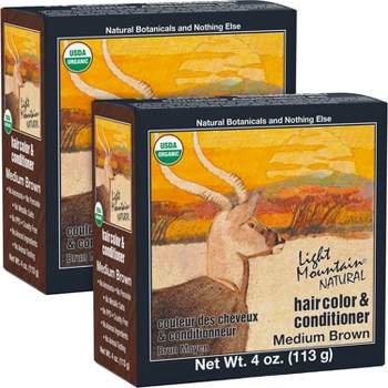 Light Mountain Henna Hair Color & Conditioner, Medium Brown, Organic Henna Leaf Powder, Chemical-Free, Semi-Permanent Hair Dye, 4 Oz (Pack Of 2)