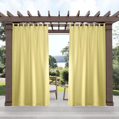 EXCLUSIVE HOME Cabana Solid Indoor/Outdoor Light Filtering Hook-and-Loop Tab Top Curtain Panel Pair