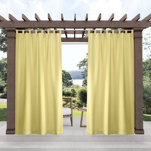 EXCLUSIVE HOME Cabana Solid Indoor/Outdoor Light Filtering Hook-and-Loop Tab Top Curtain Panel Pair - 1 of 3