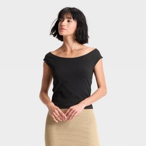 Women's Slim Fit Short Sleeve Off the Shoulder Top - A New Day™ - 1 of 3