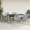 vidaXL Patio Dining Set with Cushions Outdoor Dining Furniture Poly Rattan Glass - Gray 63" x 31.5" x 29.1" 6 Pieces - 3 of 4