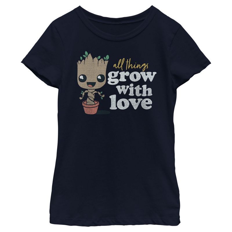 Girl's Guardians of the Galaxy Groot All Things Grow with Love T-Shirt, 1 of 5