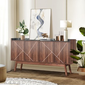 UbMelt 55.11"SideBoard Cabinet,Modern Sideboard Buffet Cabinet with 4 Doors and Wood Legs for Living Room,Kitchen,Dinning Room - 1 of 4