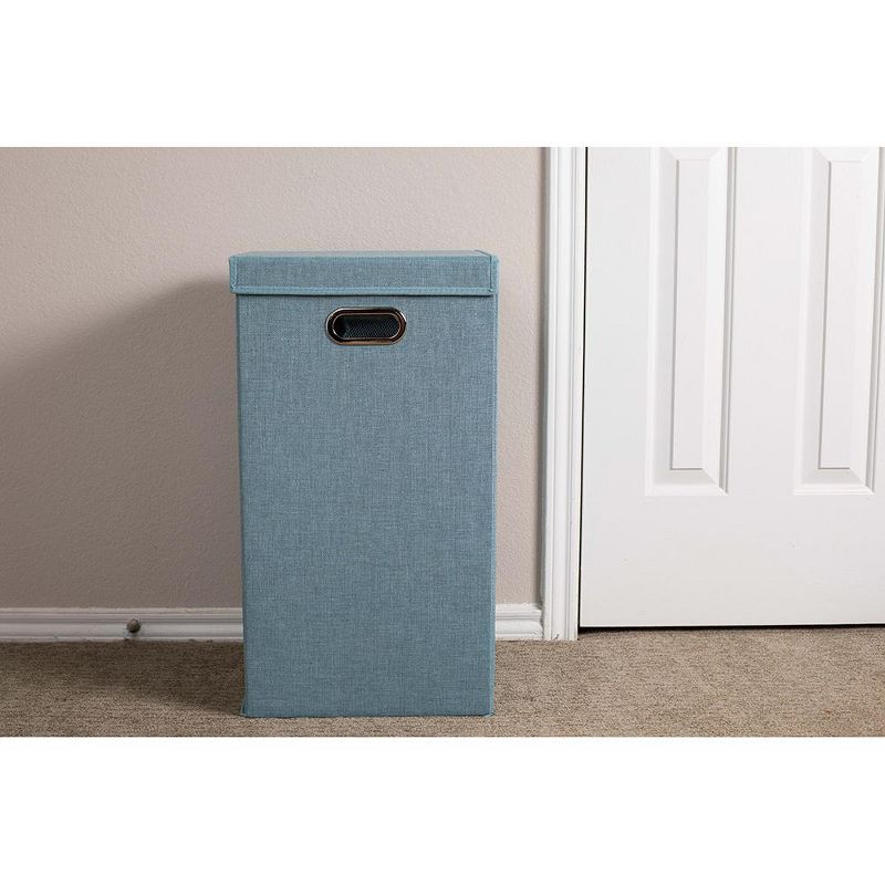 BirdRock Home Single Linen Laundry Hamper with Lid and Removable Liner - Light Blue, 5 of 8