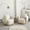 35.83" W Luxury Modern Accent Armchair,Beige Velvet Single Seat Couch With Gold Stainless Steel Frame Single Sofa Chair For Living Room-Cuddlewood - 3 of 4