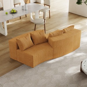 KWPZQEB Curved Sectional Sofa, Symmetrical Modular Semi Circular Sofa with Pillows, Corduroy Corner Sofa for Living Room, No Assembly Needed - 1 of 4