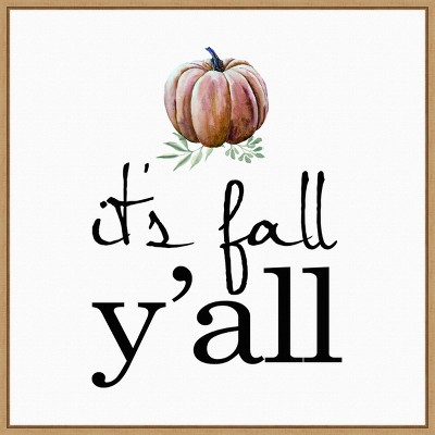 22" x 22" Its Fall YAll Pumpkin Portfolio Framed Wall Canvas - Amanti Art