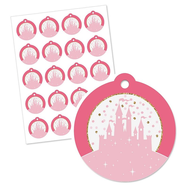 Big Dot of Happiness Little Princess Crown - Pink and Gold Princess Baby Shower or Birthday Party Favor Gift Tags (Set of 20), 2 of 6