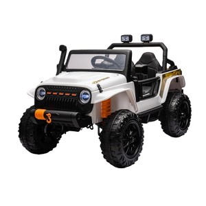 24V Electric Ride On Car, 2 Seater Battery Powered Truck with 19" Wide Seat, 4x35W Powerful Wheels, Music - 1 of 4