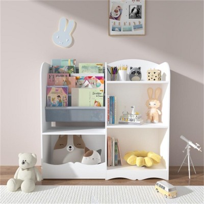 YONWAY Kids Bookcase and Bookshelf, Multifunctional Toy Storage Organizer with Collapsible Drawers for Bedroom, Playroom and Hallway