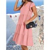 Womens Summer Ruffle Sleeve V Neck Midi Dress Casual Fit Flowy Ruffle Tiered Boho Dress - 2 of 4