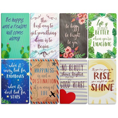 Paper Junkie 8-Pack Journal Bulk Lined Travelers Notebook Diary, 8 Motivational Designs, 80 Pages/each, 5"x8"