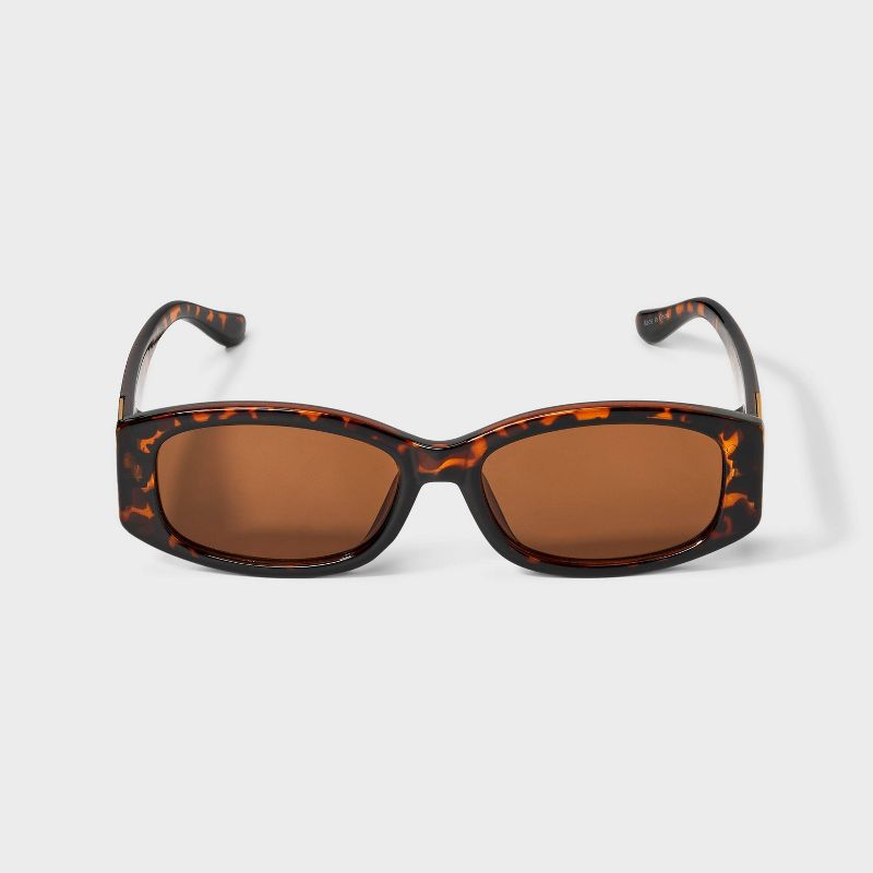 Women's Plastic Rectangle Cateye Sunglasses with Metal Temple Detail - Wild Fable™ Tort
