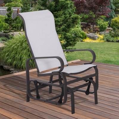 Beige Outdoor Glider Chair with Smooth Rocking Arms