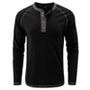 Men's Long - Sleeve Henley Shirt, Crew Neck T - Shirt for Fall, Casual Base Layer Top - 2 of 4