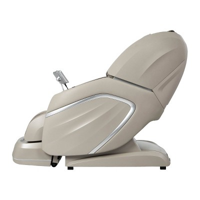 Taupe Faux Leather 4D Massage Chair with Metal Accents