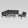 Grenada 7pc Acacia Sectional Sofa Set - Gray/Dark Gray - Christopher Knight Home - 2 of 4